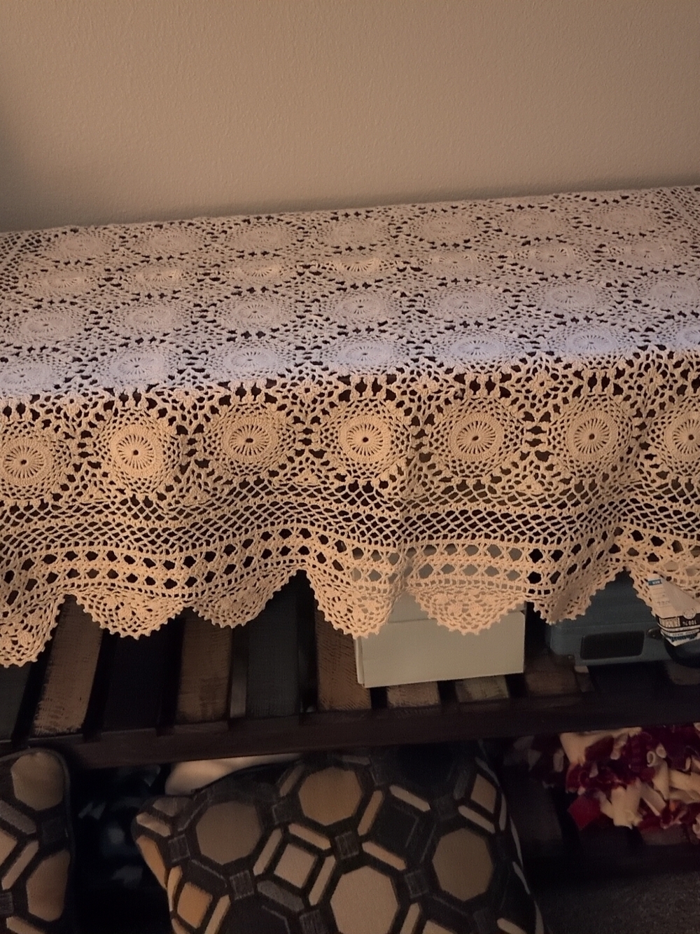 Handmade Crochet Tablecloth - Cream Lace Design